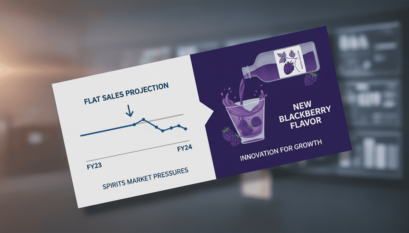 Brown-Forman logo with a backdrop of spirits market trends