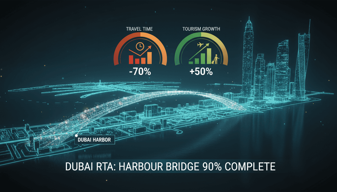 Construction progress of the Dubai Harbour access bridge