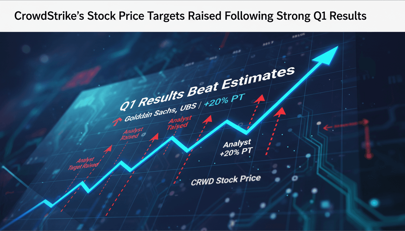 CrowdStrike logo with stock market graphics in the background