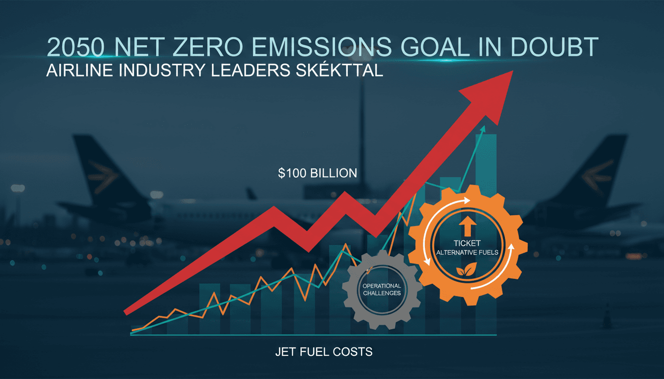 Airline executives discussing sustainability challenges at IATA meeting.