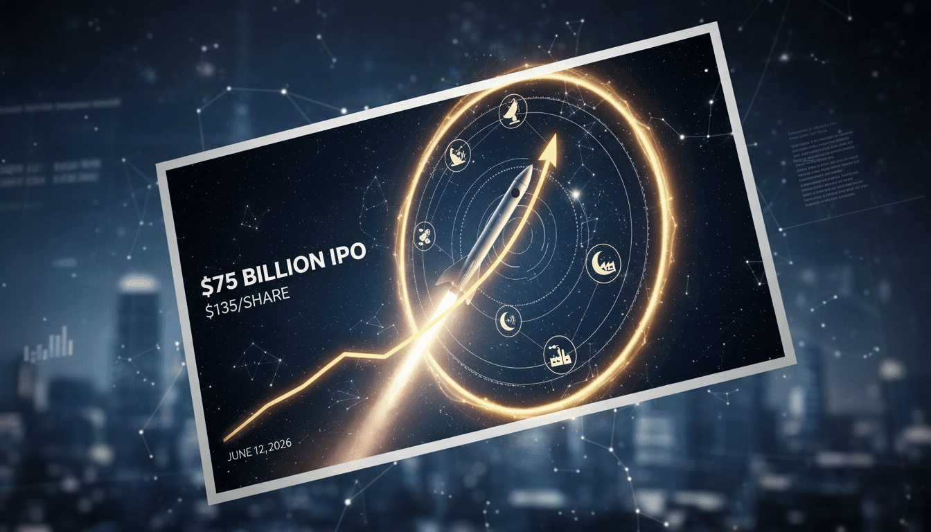 SpaceX IPO announcement graphic with financial projections