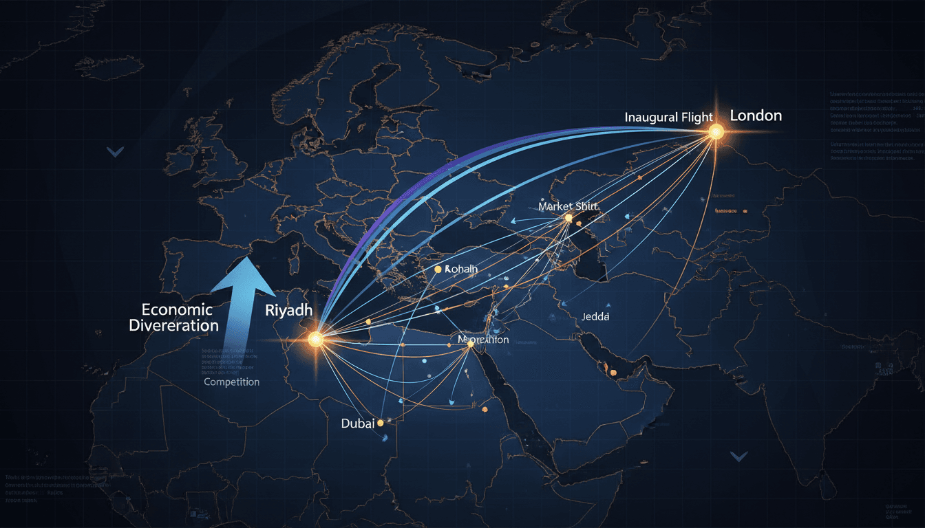 Riyadh Air's inaugural flight departing from Riyadh to London.