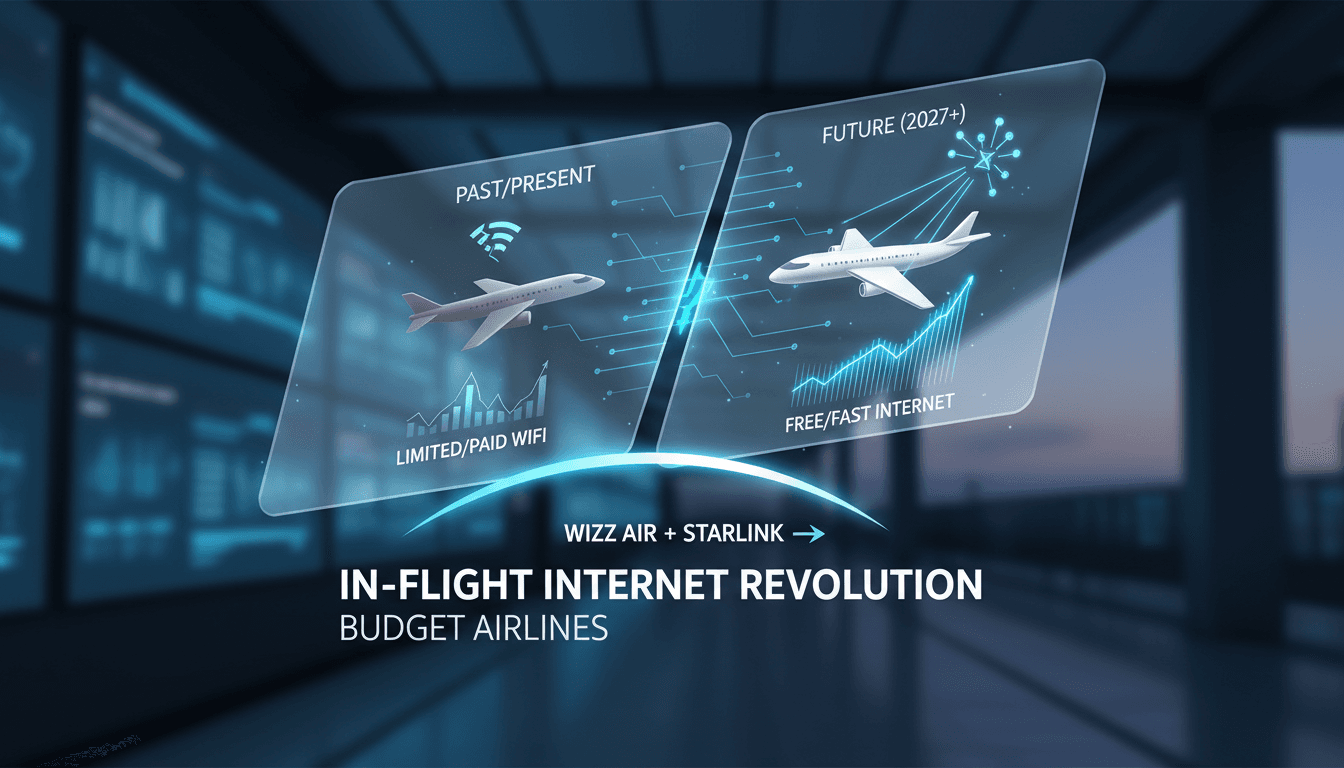 Wizz Air aircraft with Starlink satellite internet technology
