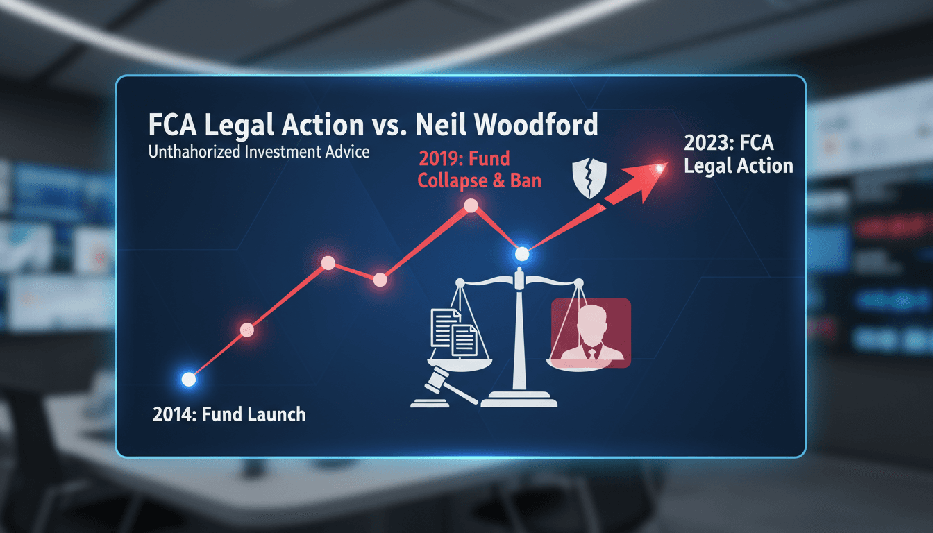 Neil Woodford facing legal challenges from the FCA for unauthorized investment advice.
