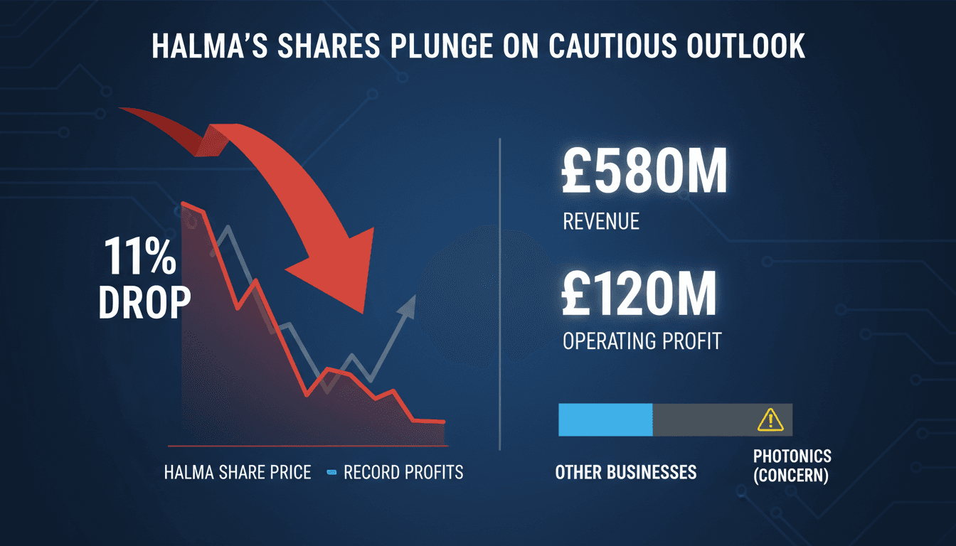 Halma stock performance chart showing recent decline