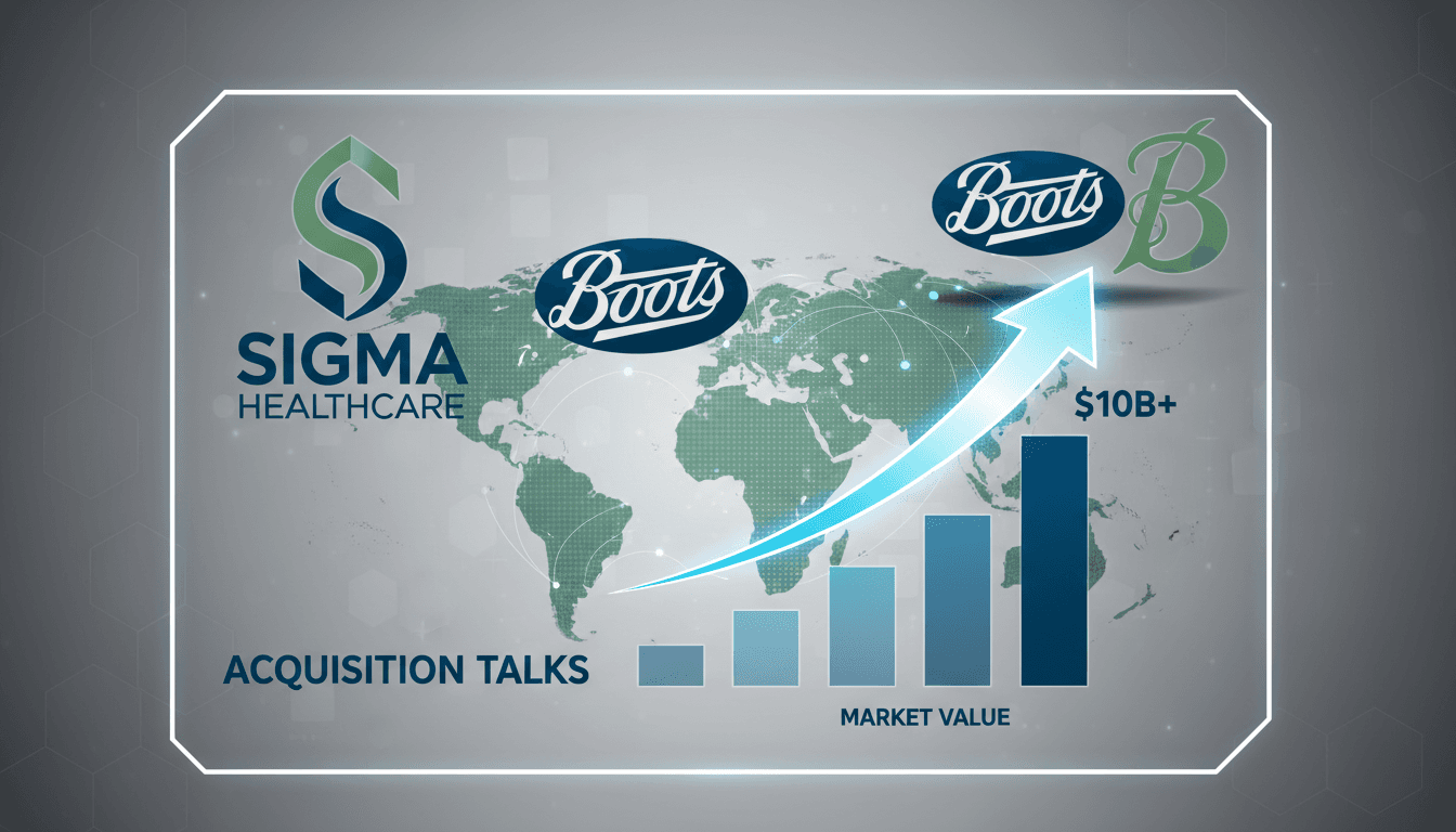 Sigma Healthcare and Boots logos with a pharmacy background