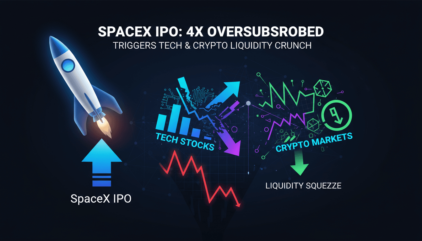 SpaceX IPO announcement with stock market graphics