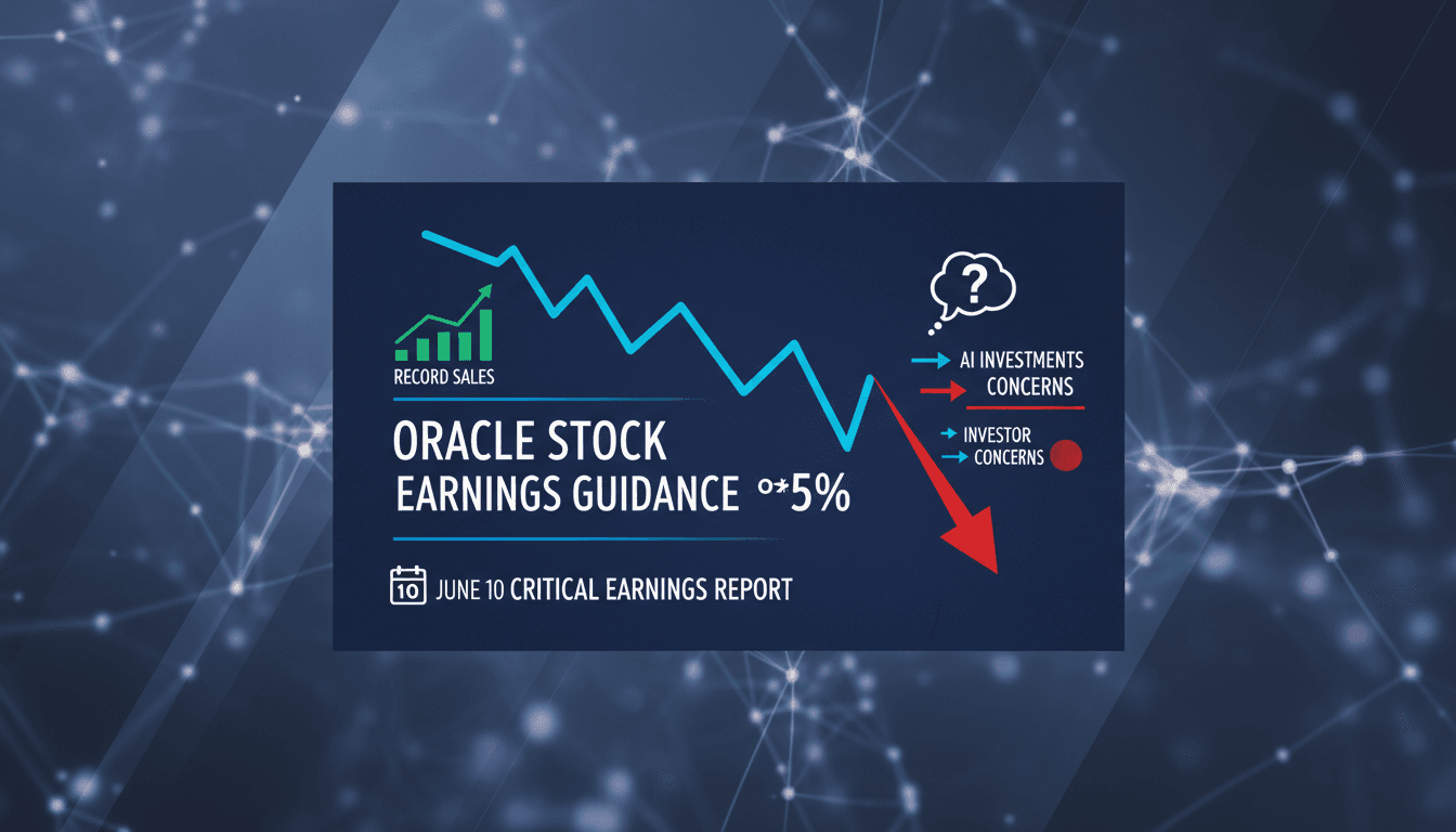 Oracle's stock performance chart showing recent declines after earnings guidance.