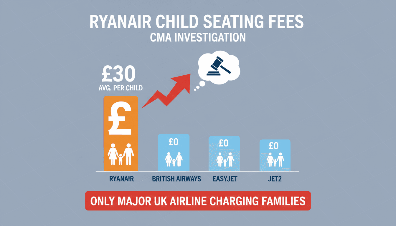 Ryanair airplane with a focus on family seating arrangements