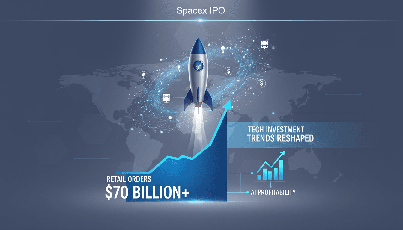 SpaceX IPO announcement with retail investor interest graphic