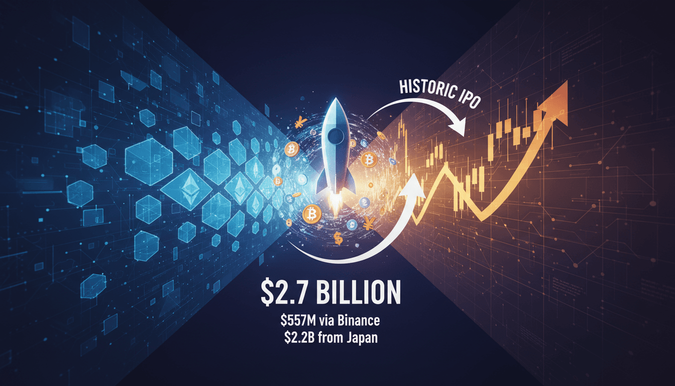 SpaceX IPO campaign graphic showcasing fundraising success and market impact.