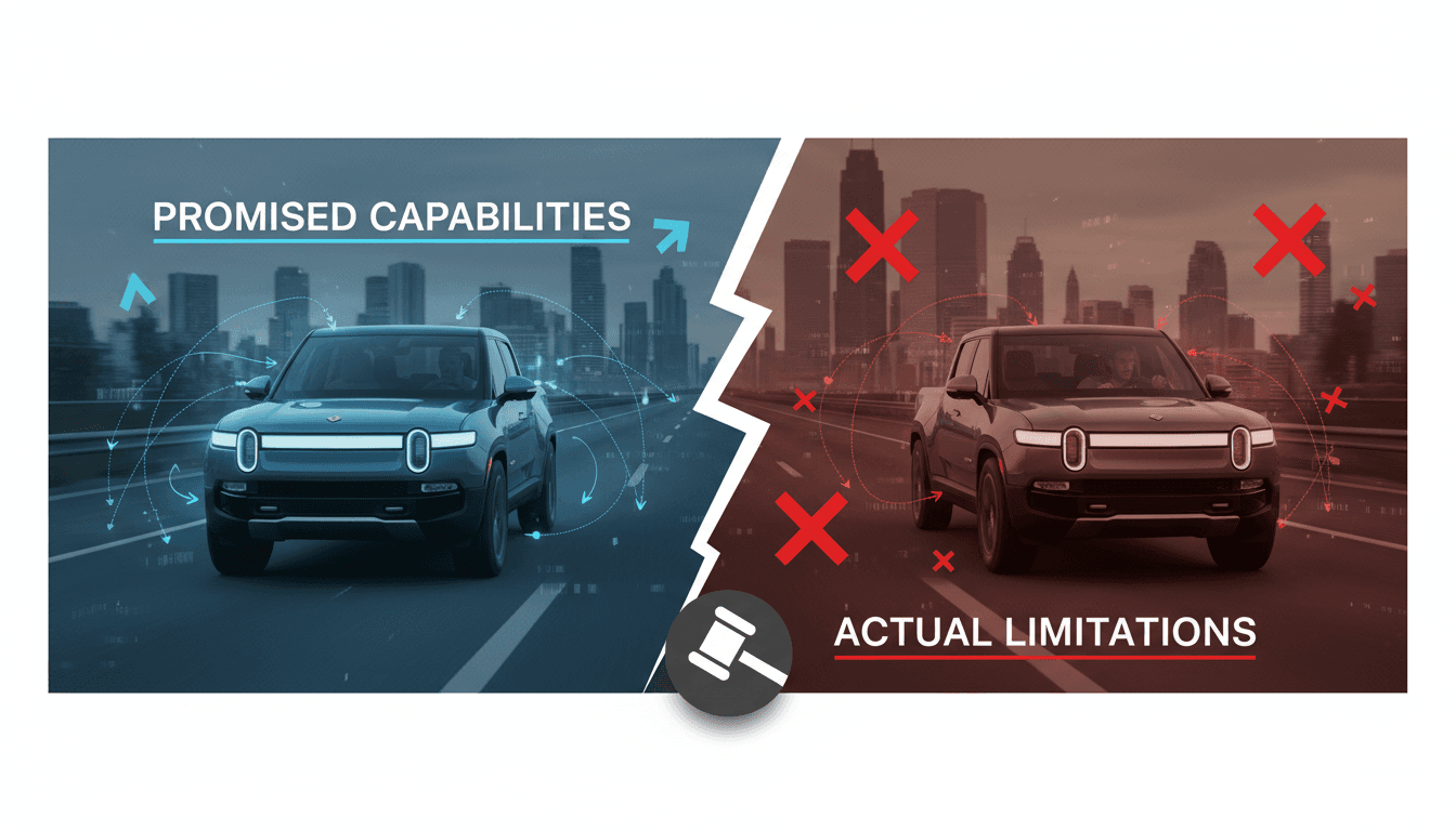 Rivian electric vehicle with a focus on self-driving technology claims