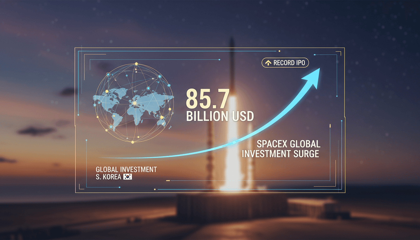 SpaceX IPO announcement with financial growth graphics