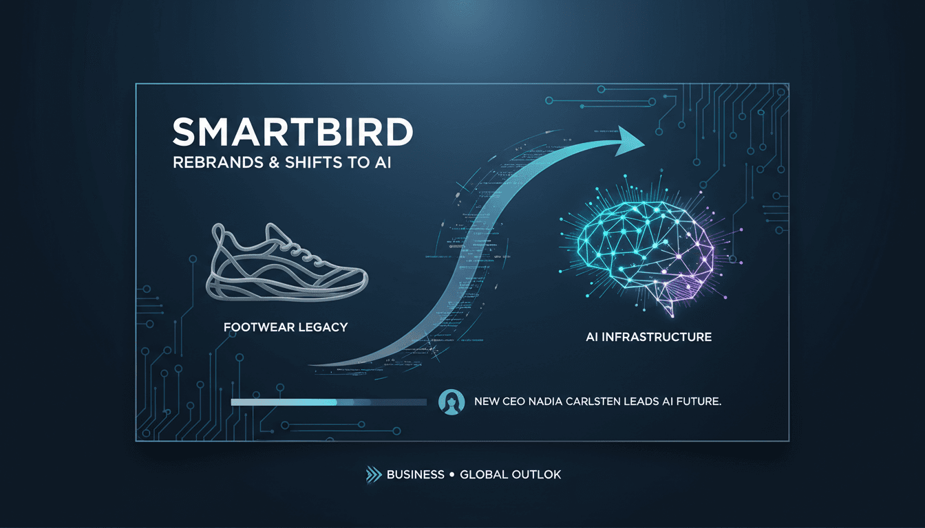 Smartbird logo with a background of artificial intelligence graphics