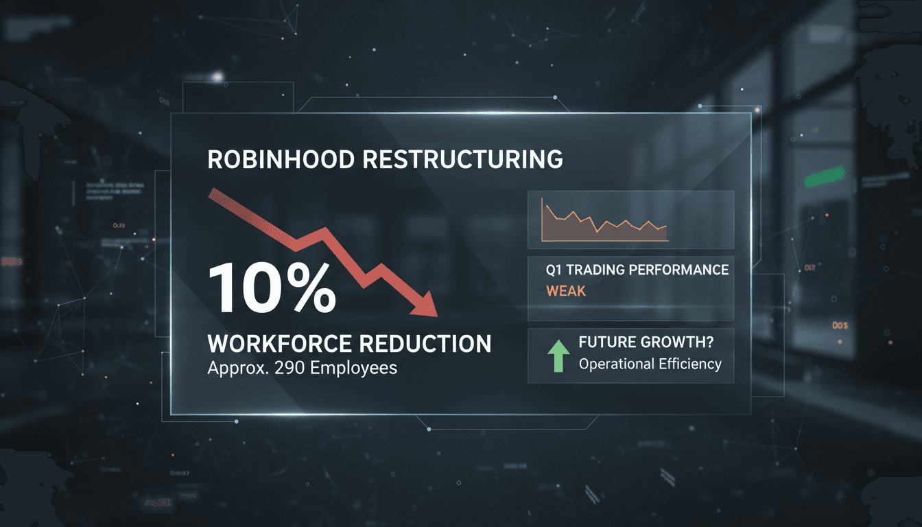 Robinhood logo with a background of stock market charts