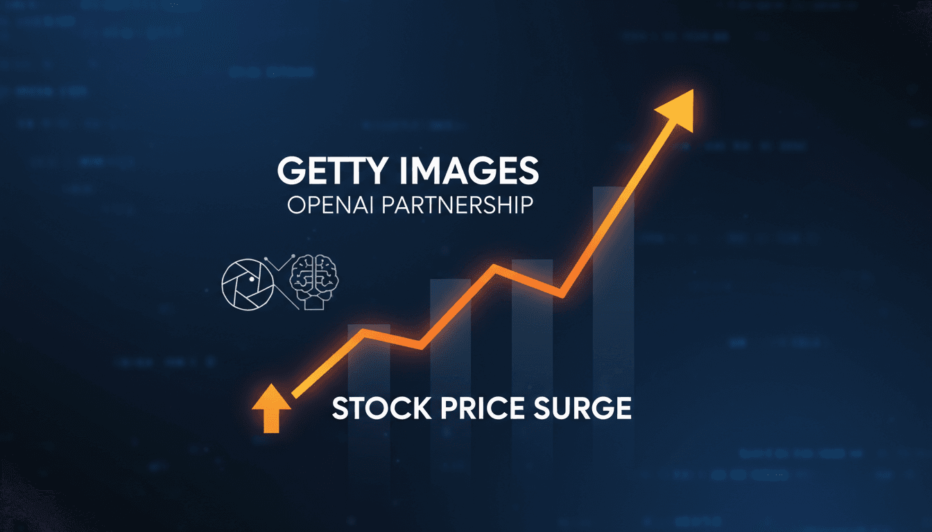 Getty Images logo with AI imagery representing the partnership with OpenAI.