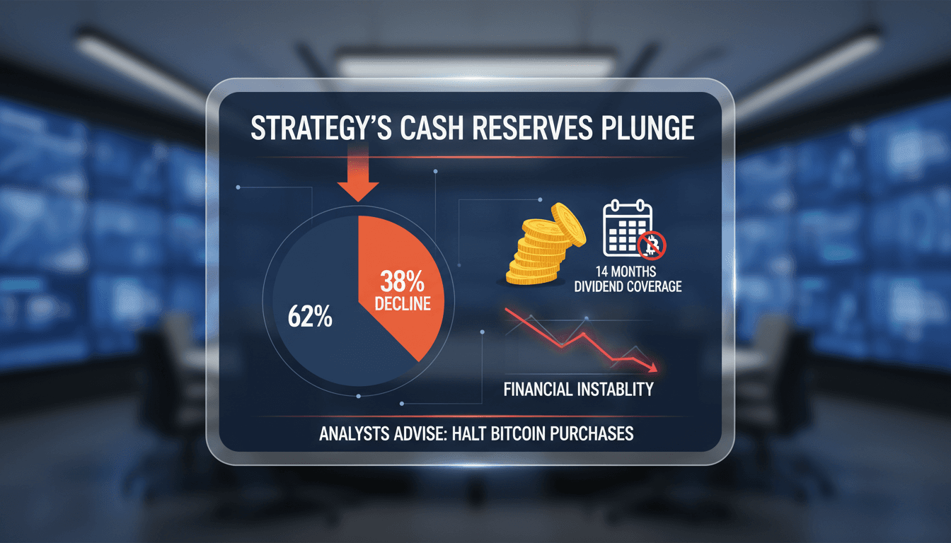 Strategy faces financial instability as cash reserves decline by 38%