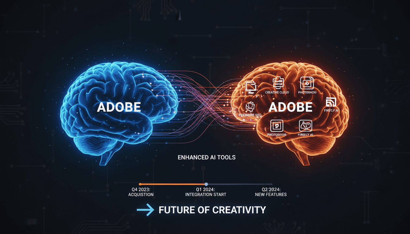 Adobe logo with Topaz Labs logo, symbolizing the acquisition for enhanced creative tools.