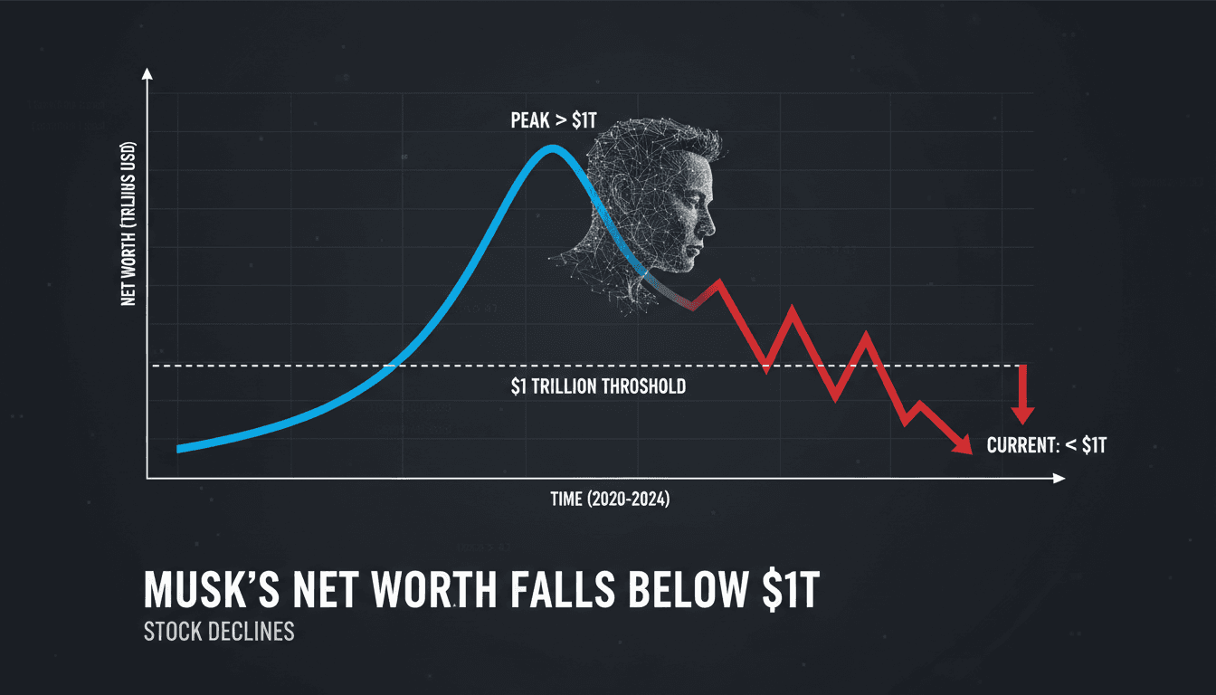 Elon Musk's net worth falls below $1 trillion after stock declines