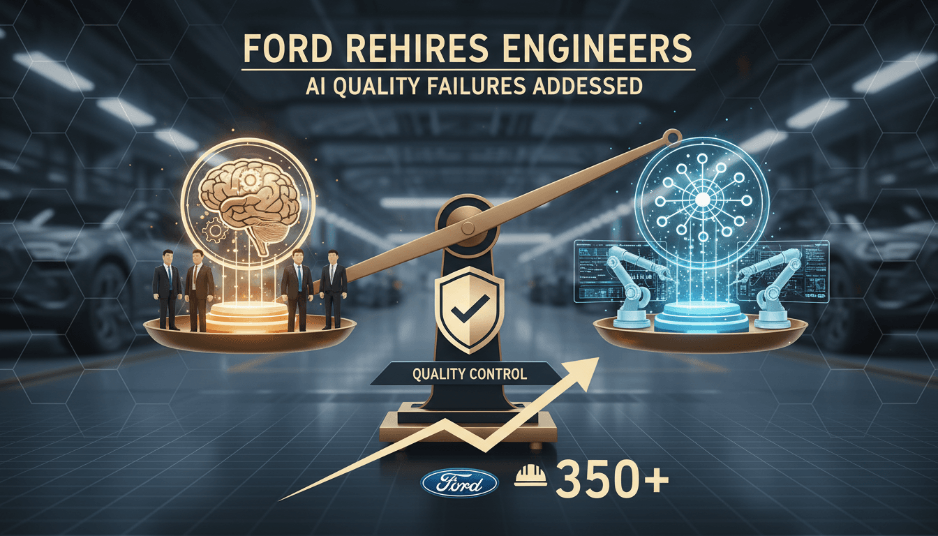 Ford engineers collaborating on quality control processes