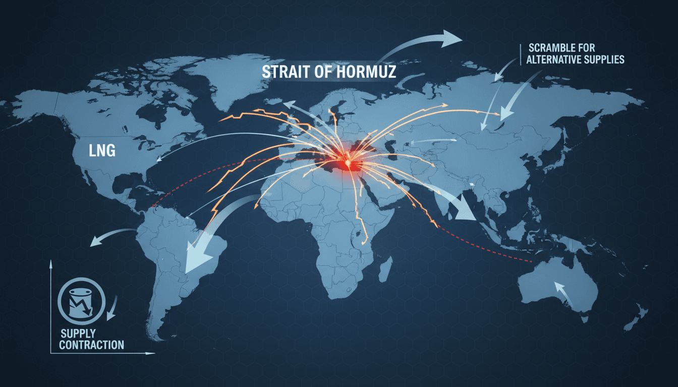Map showing the Strait of Hormuz and its impact on LNG supply chains.