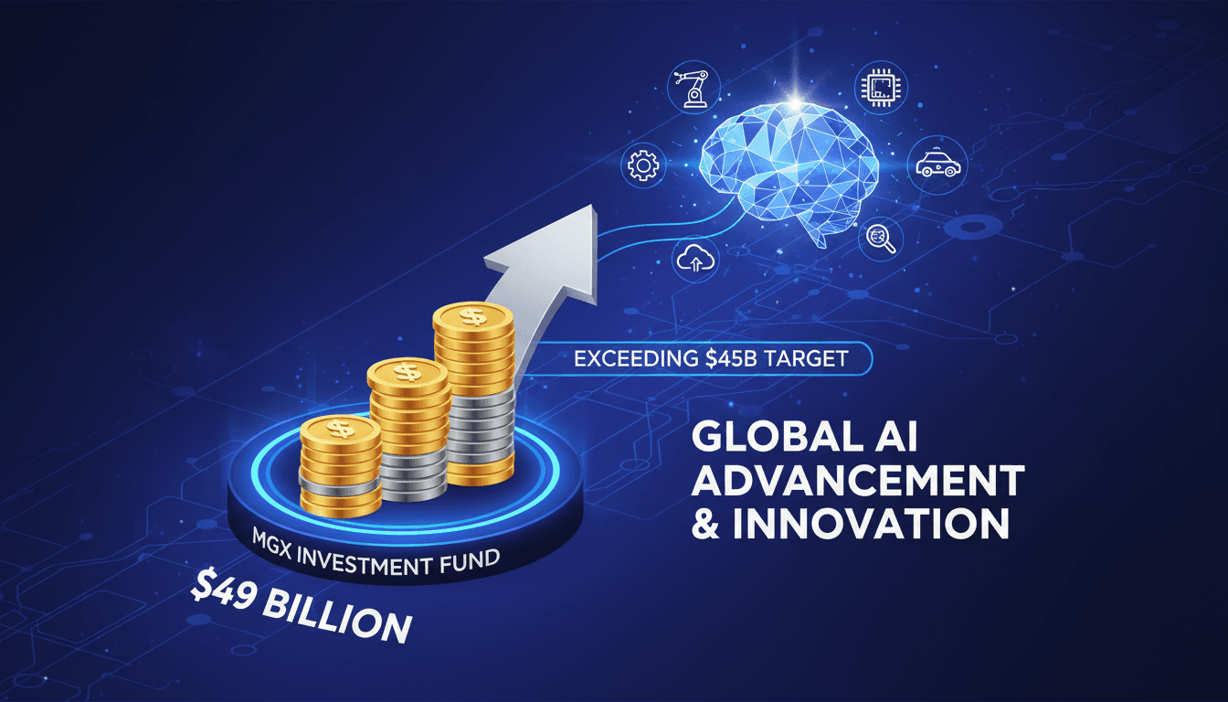 MGX investment fund announcement with AI technology imagery.