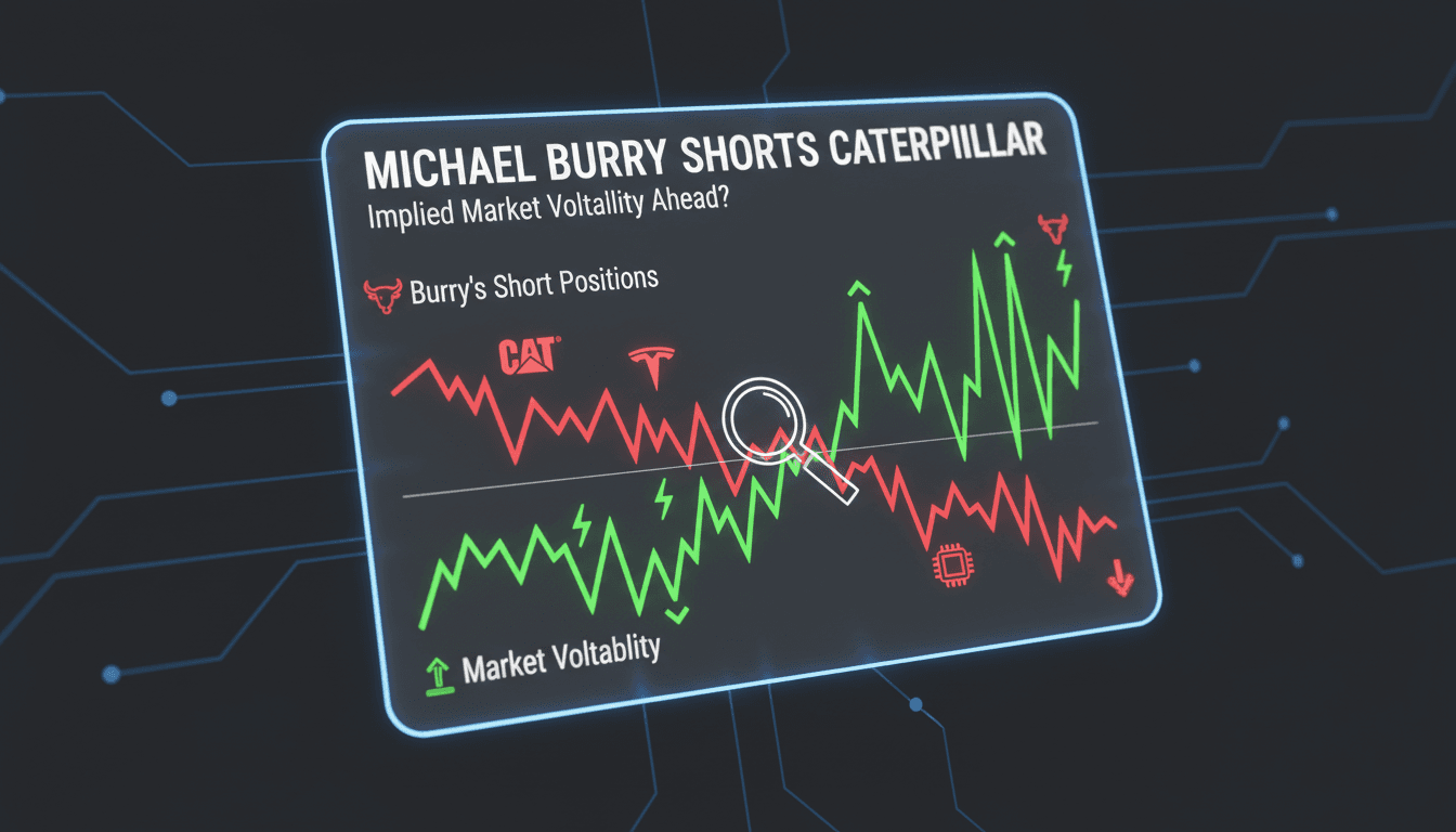 Michael Burry analyzing stock market trends and Caterpillar Inc.