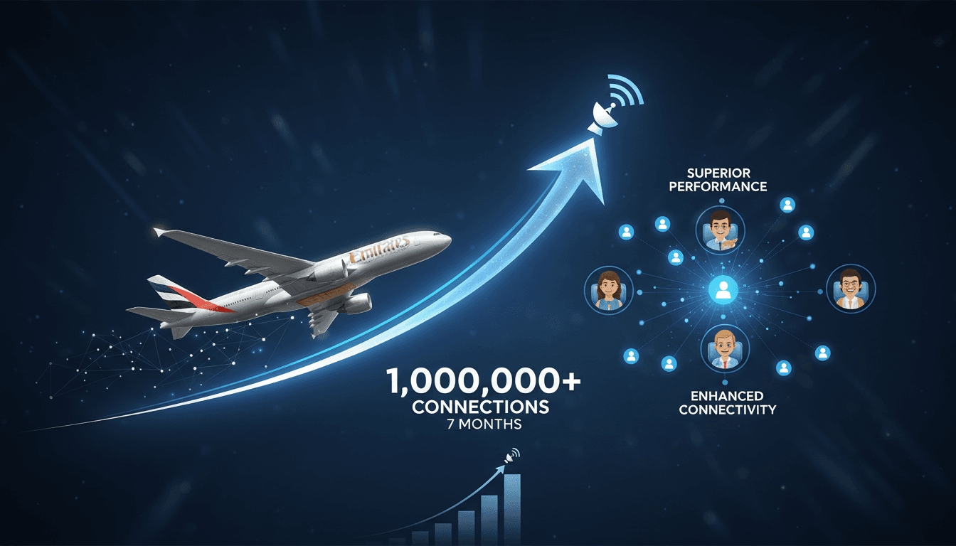 Emirates Airlines Starlink Wi-Fi service milestone achievement