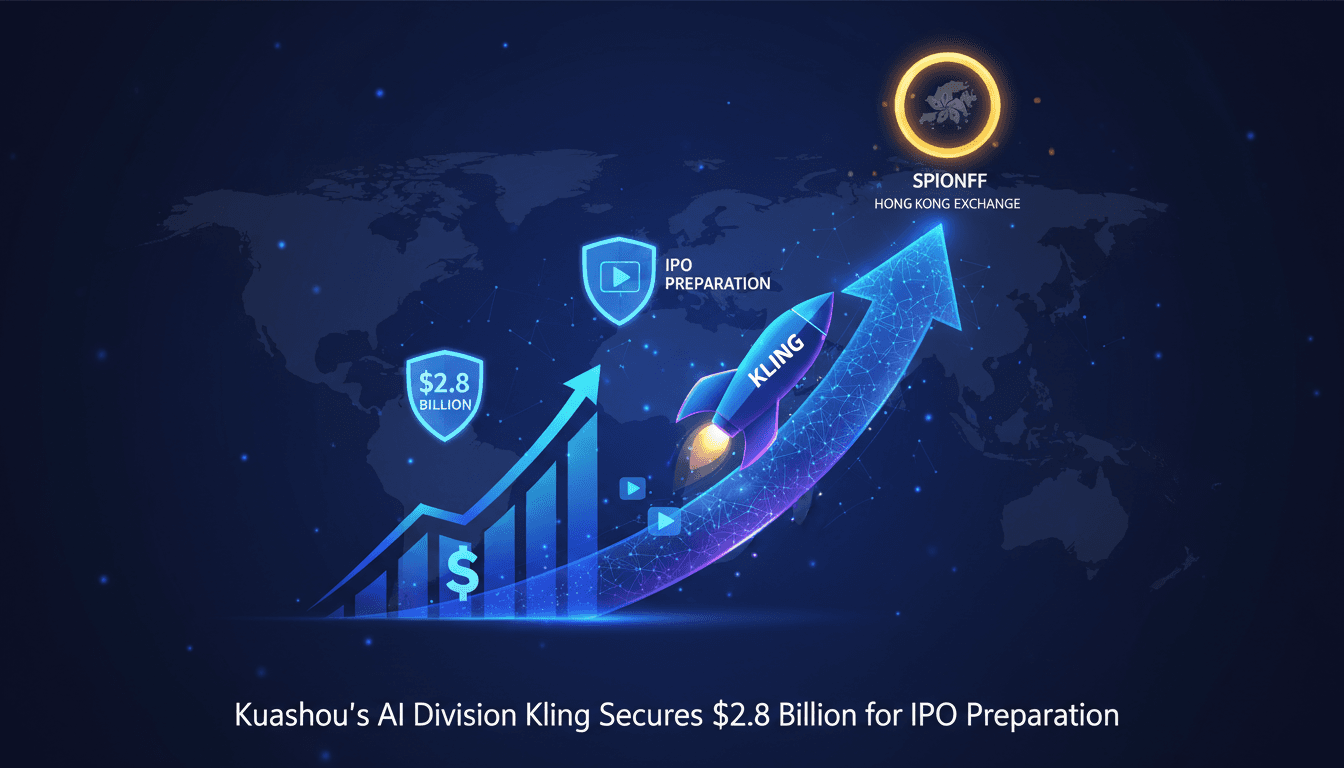 Kuaishou's Kling division logo with a backdrop of AI video technology.