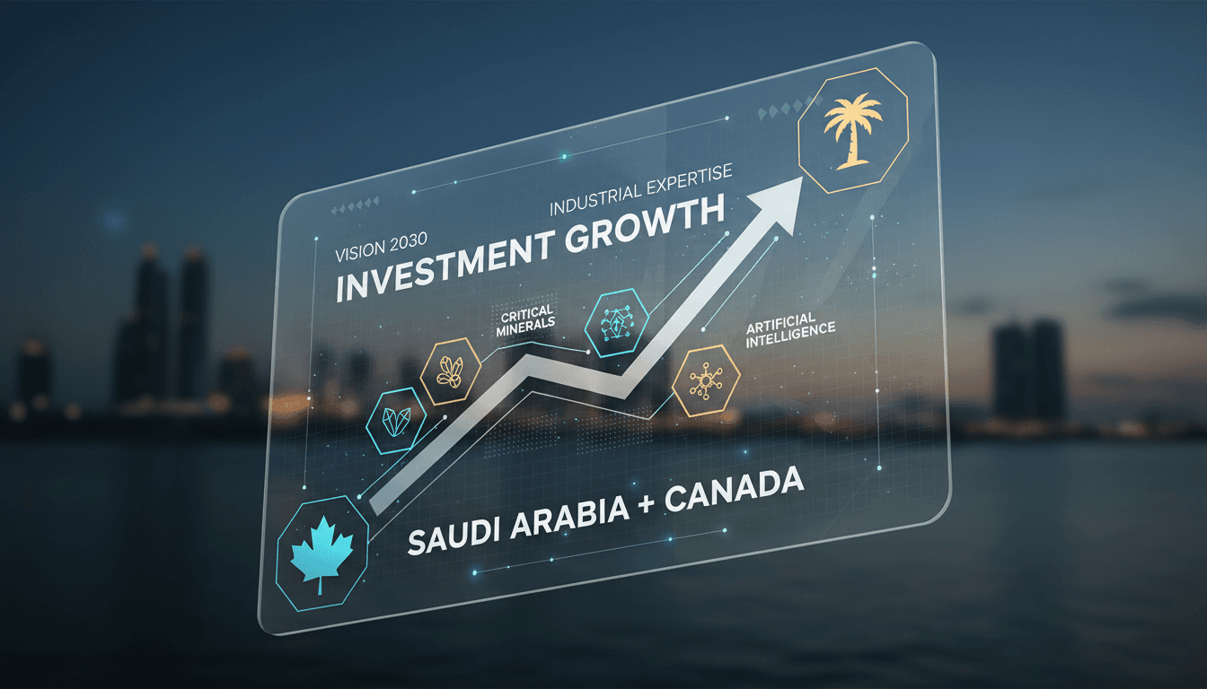 Canadian Prime Minister and Saudi officials at the investment forum in Jeddah.