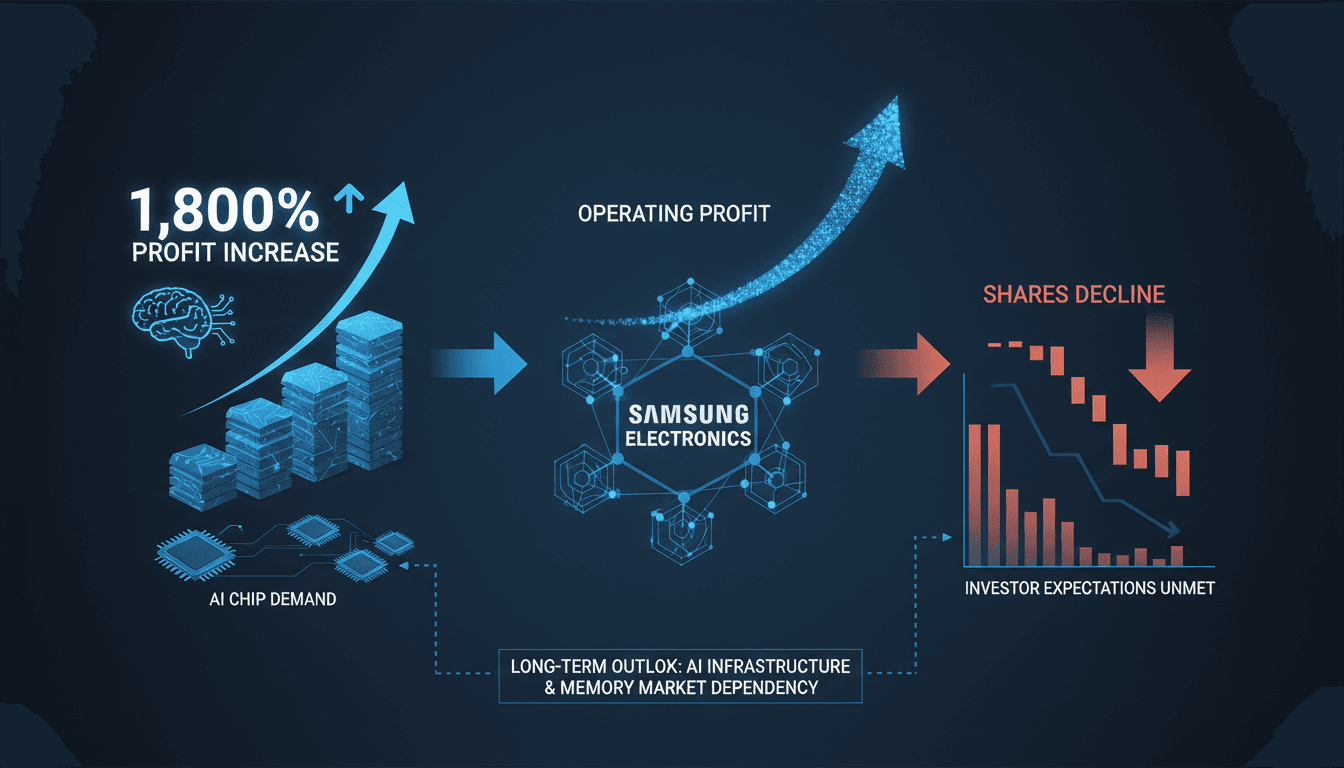Samsung Electronics logo with a backdrop of AI chip technology