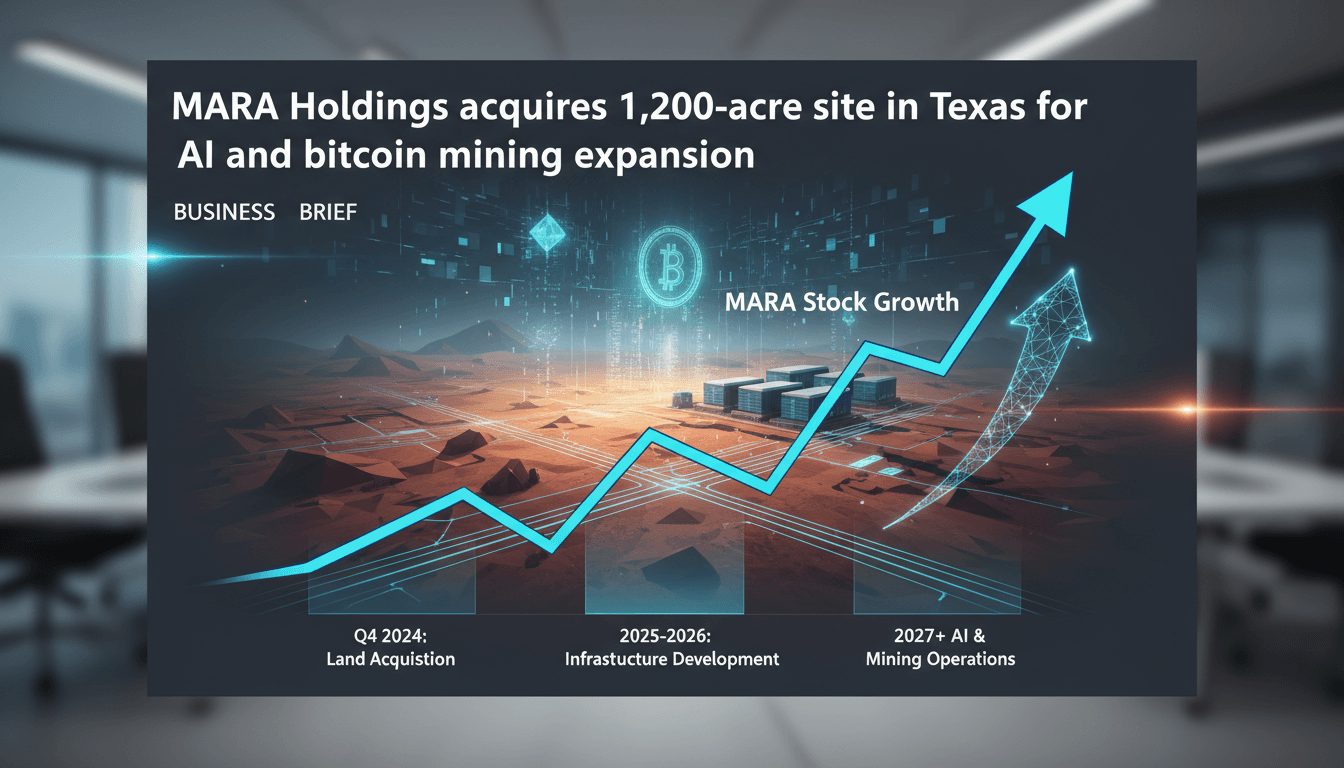 MARA Holdings announces acquisition of Texas site for AI and bitcoin mining expansion.