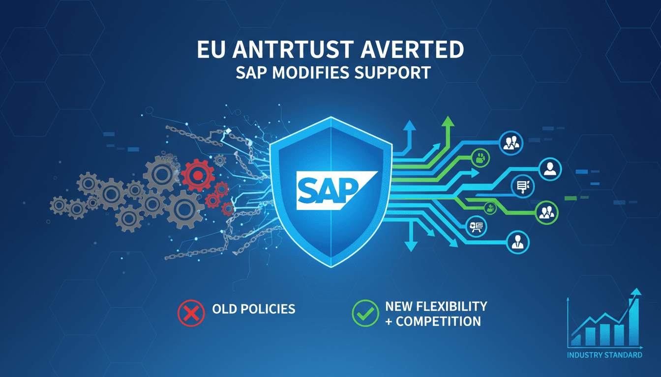 SAP logo with a backdrop of the European Union flag