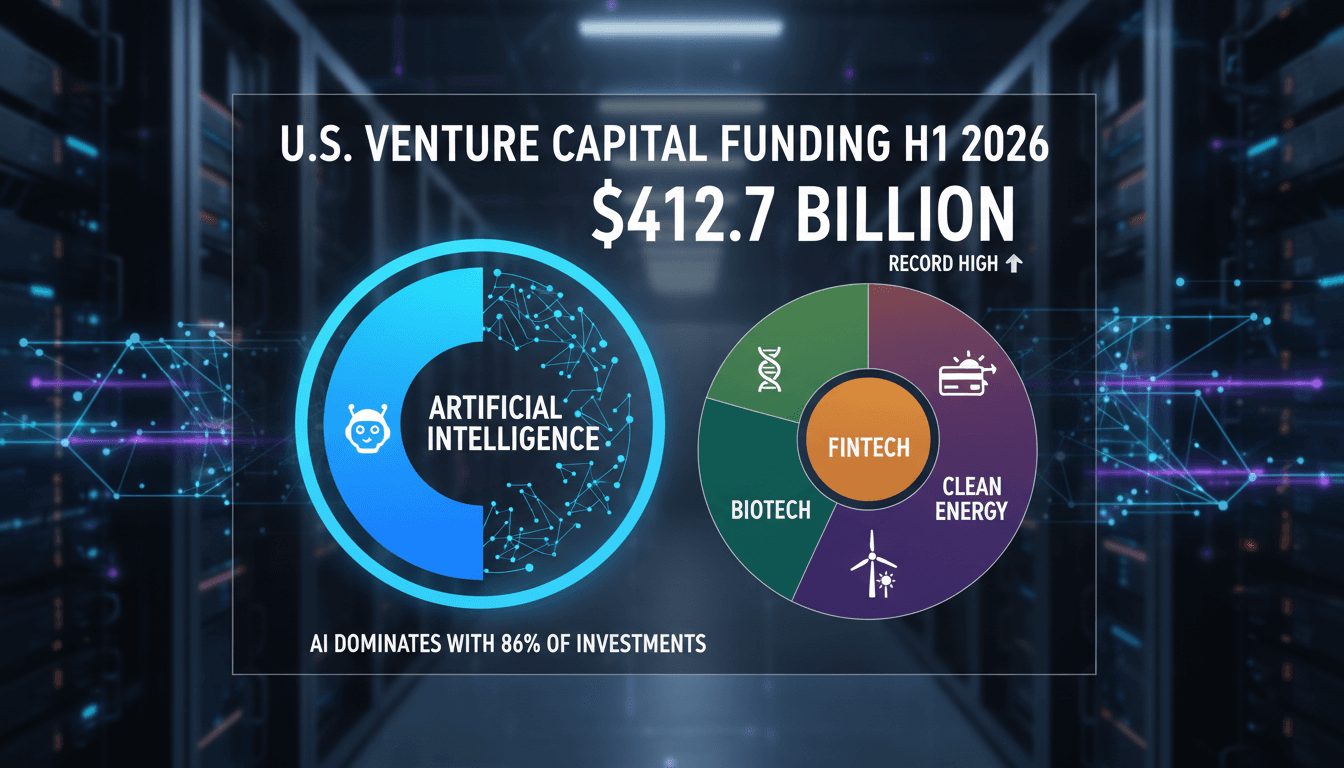 Graph showing the surge in U.S. venture capital funding in 2026.