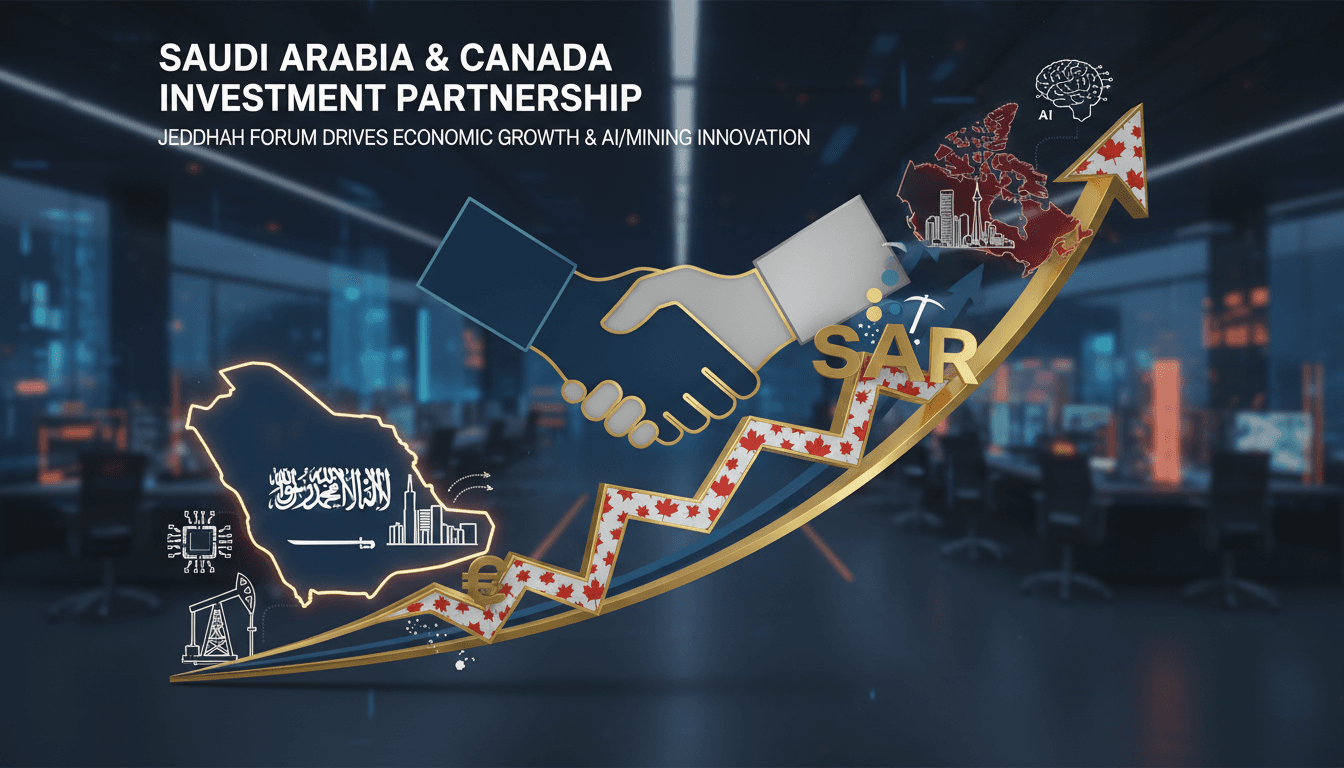 Canadian Prime Minister and Saudi officials at the investment forum in Jeddah.
