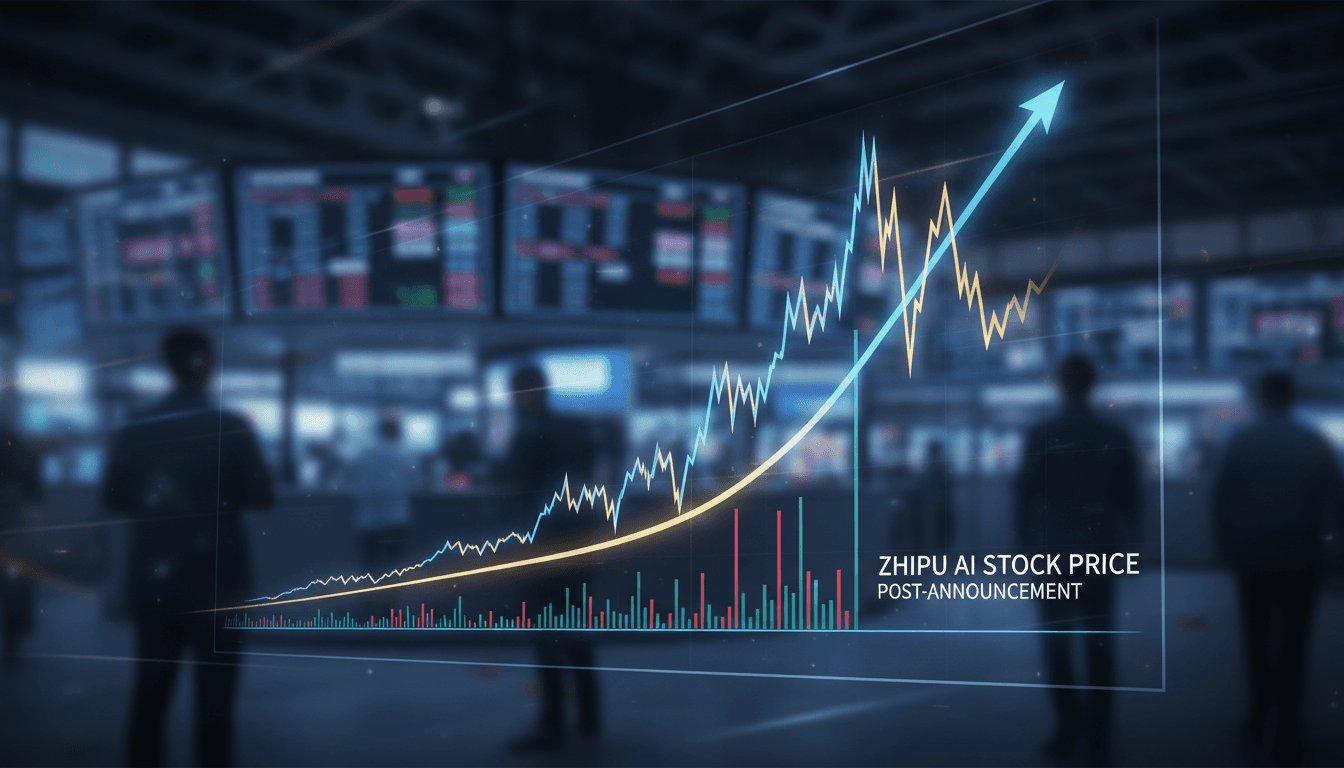 Zhipu AI stock price chart showing fluctuations after fundraising announcement.