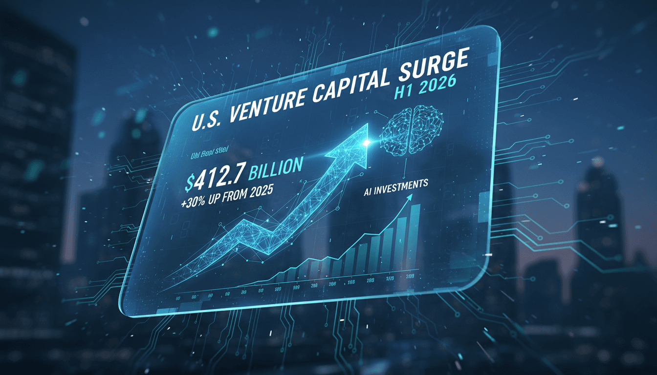 Graph showing the rise of U.S. venture capital funding in 2026 driven by AI investments.