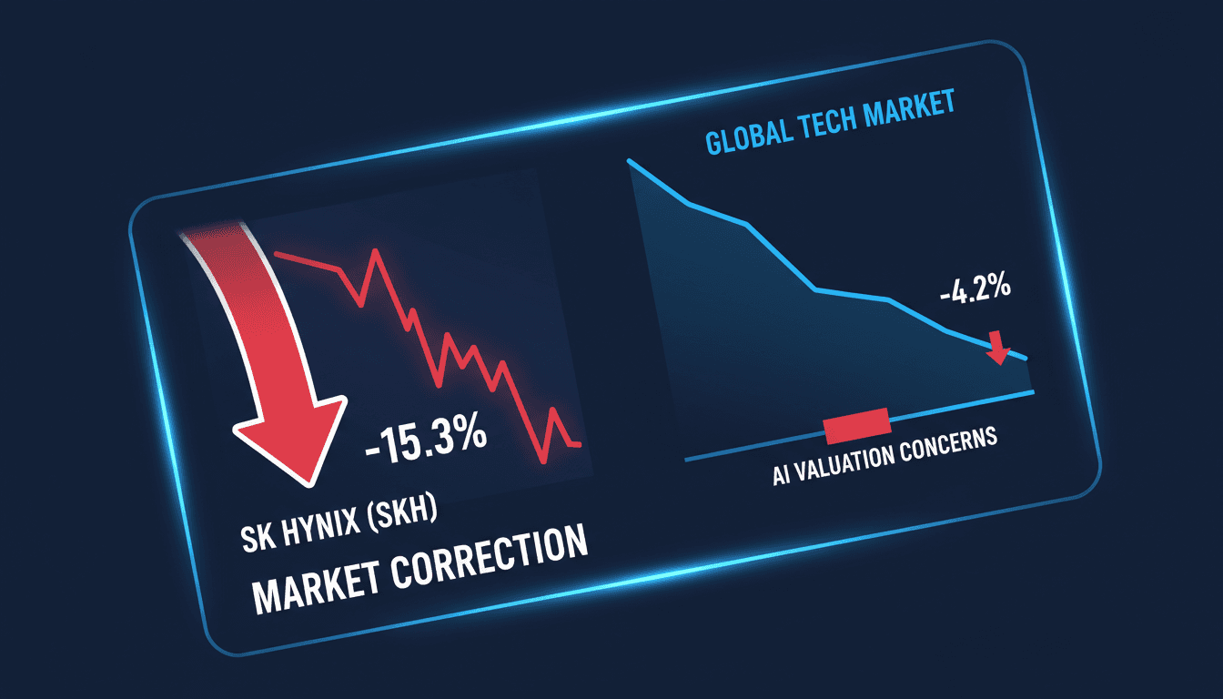 SK Hynix stock performance chart showing significant decline after Nasdaq debut.
