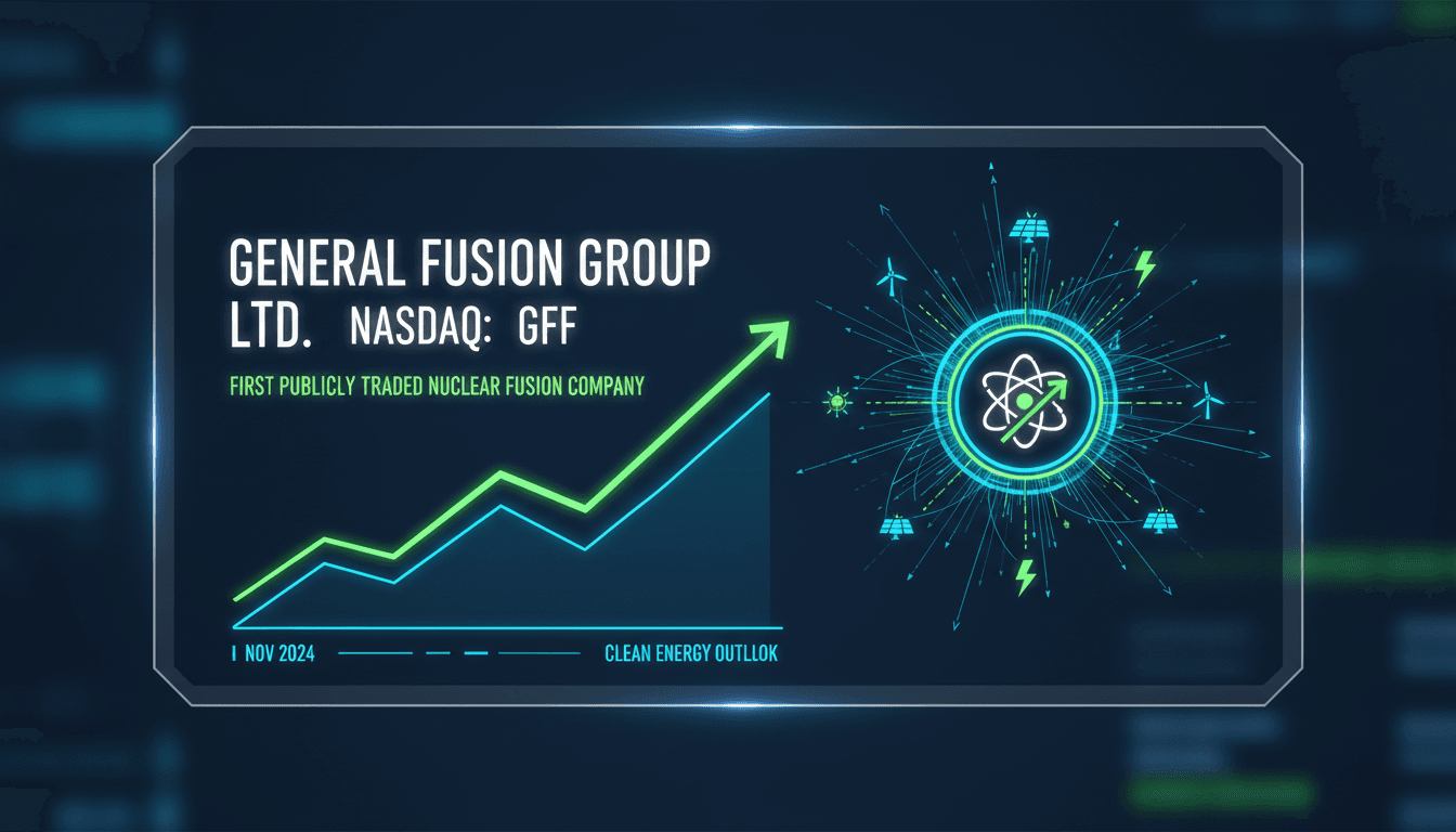 General Fusion Group Ltd. logo with Nasdaq background