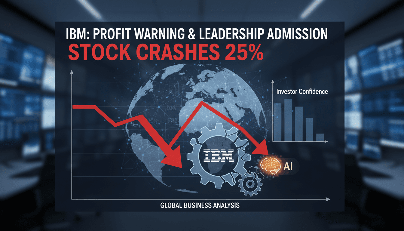 IBM stock performance graph showing a 25% decline after profit warning