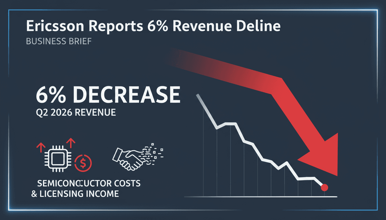 Graph showing Ericsson's revenue decline and market challenges in 2026.
