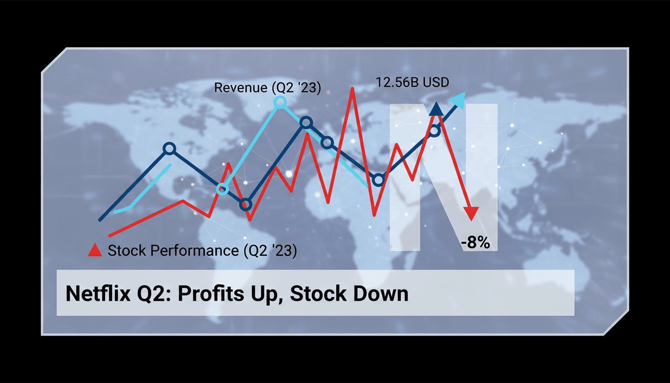 Netflix Q2 earnings report showing revenue growth and stock performance trends.