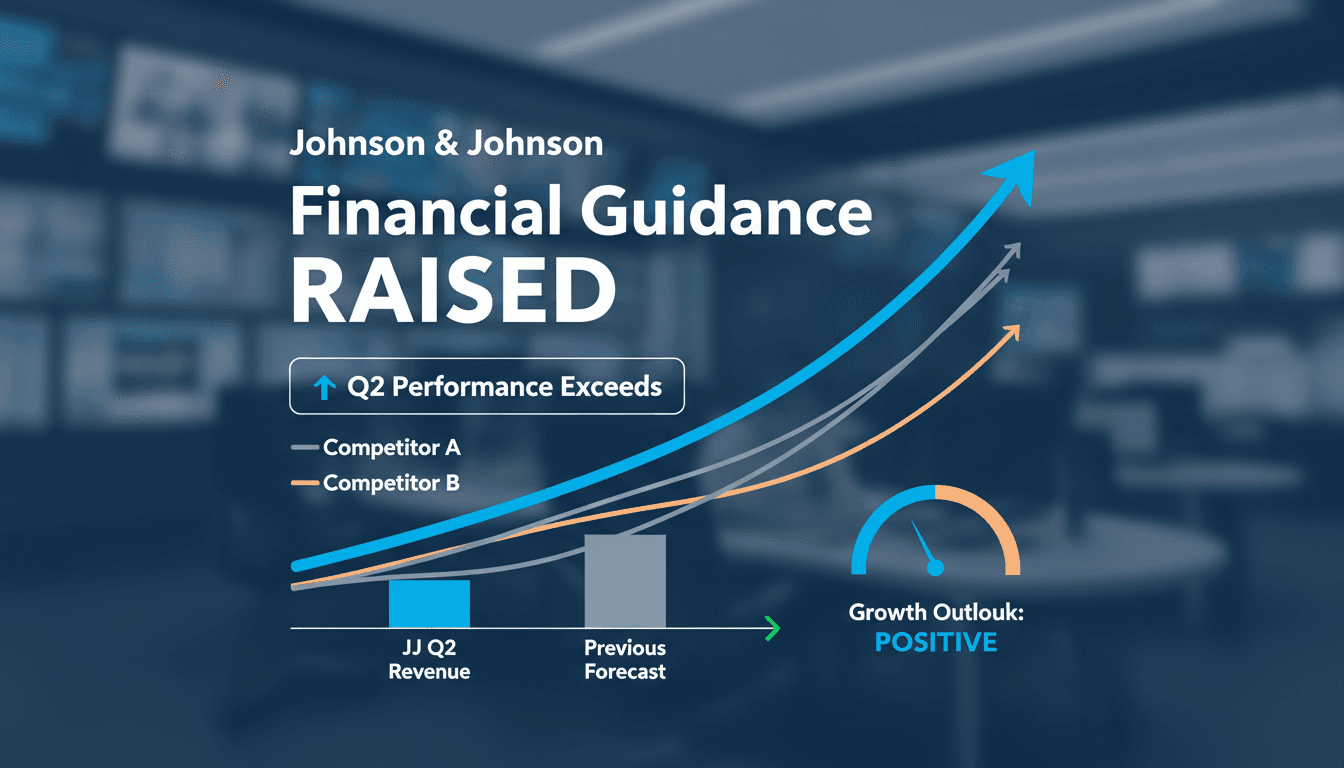 Johnson & Johnson logo with financial growth graphics