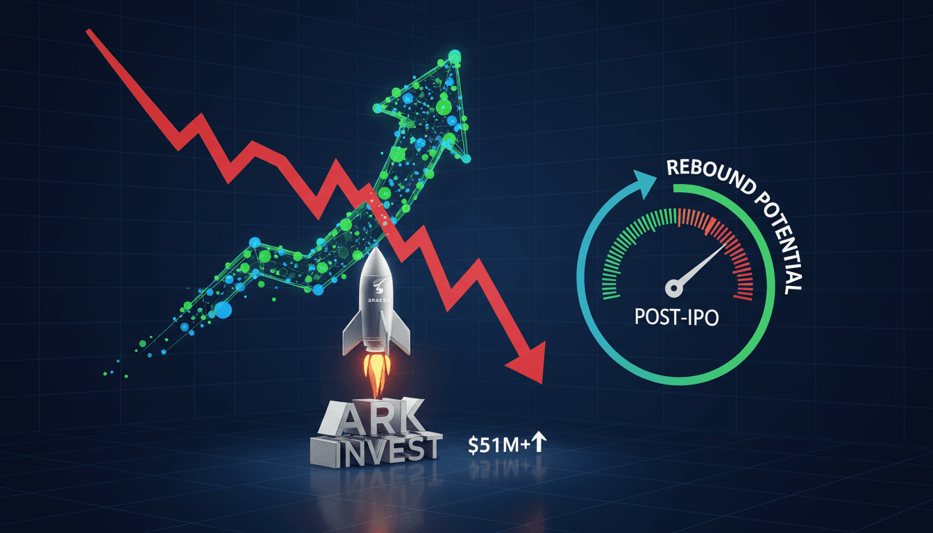 ARK Invest logo with SpaceX imagery in the background