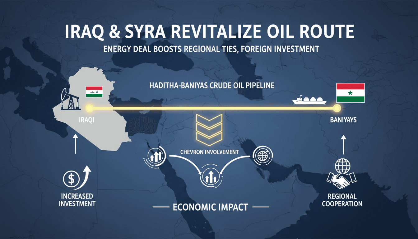 Map showing the oil pipeline route from Haditha to Baniyas