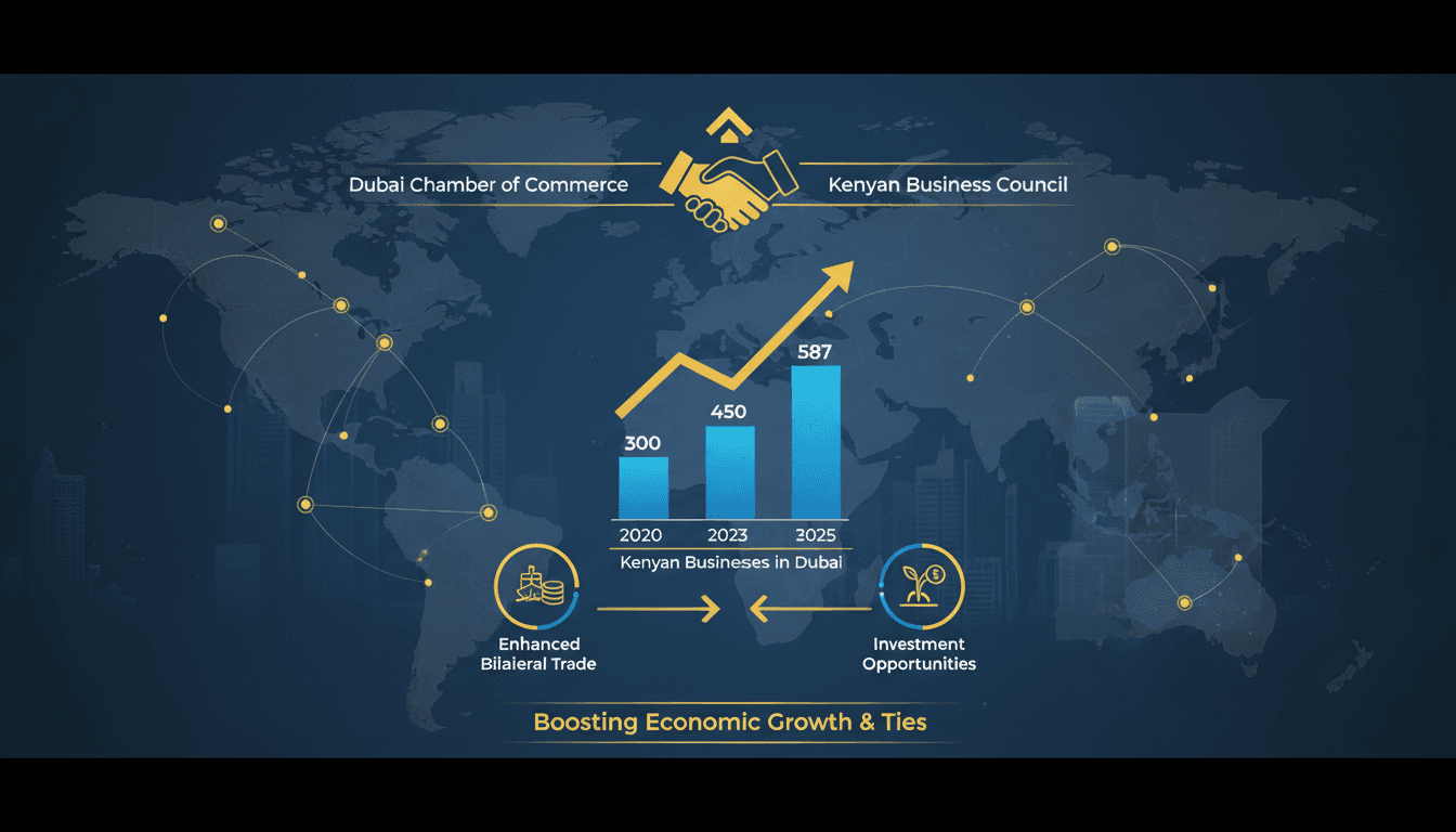 Infographic showing the growth of Kenyan businesses in Dubai and the impact of the Kenyan Business Council.
