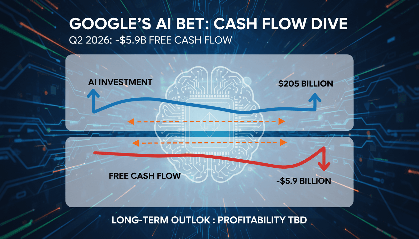 Google logo with financial graphs illustrating cash flow trends