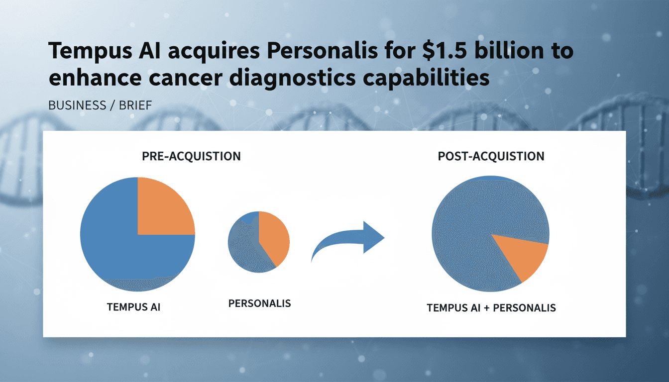 Tempus AI and Personalis logos with a cancer diagnostics theme