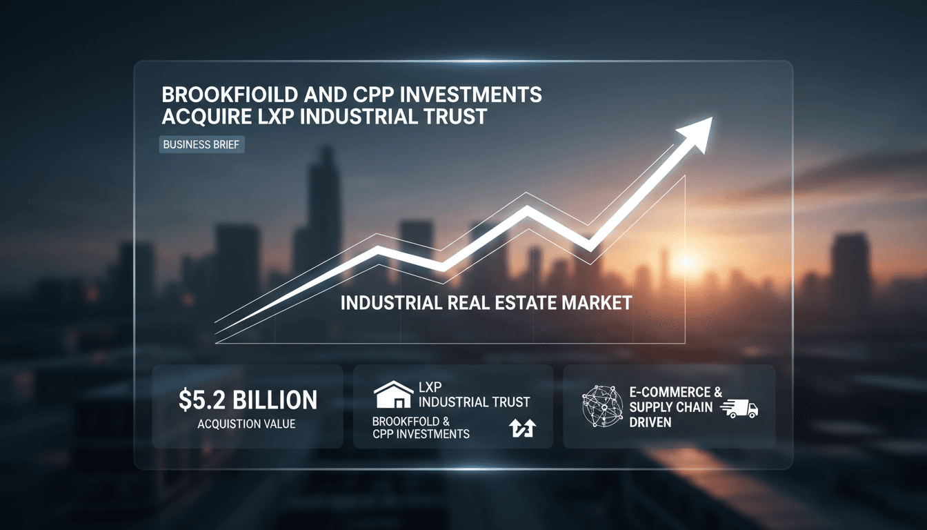 Brookfield and CPP Investments logo with industrial warehouse background