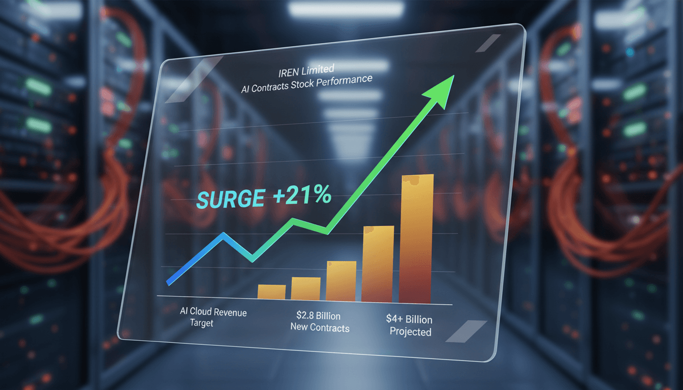 IREN Limited stock performance chart after AI contracts announcement